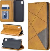 Rhombus Texture Horizontal Flip Magnetische lederen tas met houder en kaartsleuven voor Huawei Y5 (2019) / Honor 8S (geel)