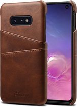 Suteni Calf Texture-beschermhoes voor Galaxy S10 E, met kaartsleuven (koffie)