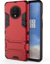 Voor OnePlus 7T schokbestendige pc + TPU beschermhoes met houder (rood)