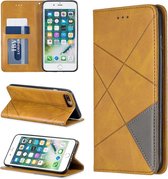 Ruit Textuur Horizontale Flip Magnetische Leren Case met houder & kaartsleuven & portemonnee voor iPhone 8 Plus & 7 Plus (geel)