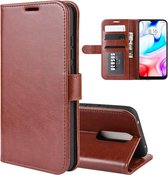 Voor xiaomi redmi 8 r64 textuur enkele vouw horizontale flip lederen case met houder & kaartsleuven & portemonnee (bruin)