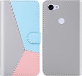 Voor Google Pixel 3a Tricolor stiksels Horizontale flip TPU + PU lederen tas met houder & kaartsleuven & portemonnee (grijs)