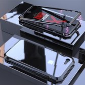 Ultra slanke magnetische adsorptie hoekig frame gehard glas magneet Flip Case voor iPhone 8 & 7 (zwart)