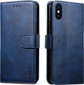 Voor iPhone XS Max GUSSIM magnetische horizontale flip lederen tas met houder & kaartsleuven & & portemonnee (blauw)