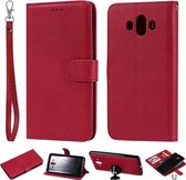 Voor Huawei Mate 10 Effen kleur Horizontale Flip Beschermhoes met houder & kaartsleuven & portemonnee & fotolijst & lanyard (rood)