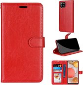 Voor Samsung Galaxy A42 5G Pure Color Horizontale Flip PU lederen tas met houder & kaartsleuven & portemonnee & fotolijst (rood)