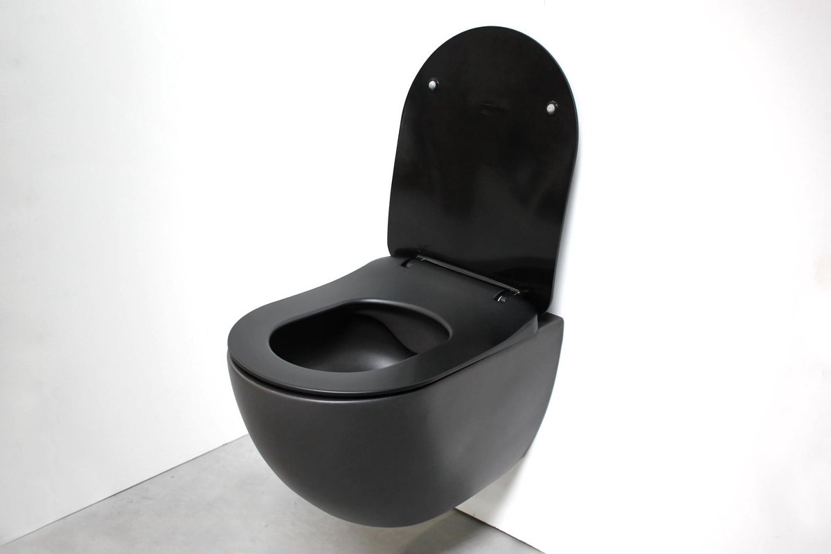 Bewonen Alento toiletset - hangtoilet Rimless mat zwart - met Tece... |  bol.com