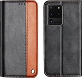 Voor Galaxy S20 Ultra Business Effen kleurstiksels Horizontale flip lederen tas met houder en kaartsleuven (bruin)