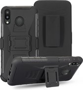 Voor Galaxy A30 PC + siliconen terugclip glijdende hoes beschermhoes (zwart)