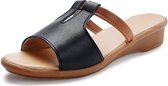 Platte bodem Eenvoudige en comfortabele casual sandalen voor dames (kleur: zwart Maat: 40)