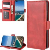 Voor Huawei P40 Pro + Dual-side magnetische gesp horizontale flip lederen tas met houder & kaartsleuven & portemonnee (rood)