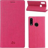 Voor Galaxy A20s ViLi schokbestendige TPU + PU horizontale flip beschermhoes met kaartsleuf en houder (roze rood)