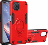 Voor OPPO A92s 2 in 1 Armor Knight Series PC + TPU beschermhoes met onzichtbare houder (rood)