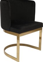 OHNO Furniture Atlanta Eetkamerstoel - Stoel, Fluweel, Zwart, Goud