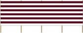 2x Stuks strand/camping windscherm gestreept wit/rood 5 meter x 180 cm - Beschutting/schermen voor op het strand/de camping