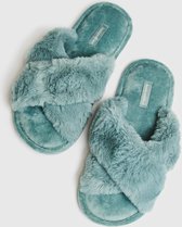 Hunkemöller Dames Accessoires Pantoffels slipper Velour  - Groen - maat 40/41