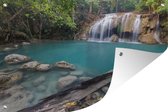 Tuinposters buiten Watervallen in Thaise nationaal park Erawan - 90x60 cm - Tuindoek - Buitenposter
