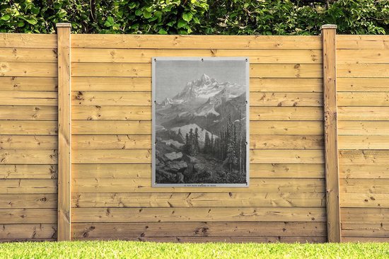 Affiche de jardin - Toile de jardin - Posters de jardin extérieur - Une illustration antique du mont Everest de 1877 - 90x120 cm - Jardin