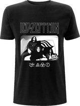Led Zeppelin Heren Tshirt -S- Icon Logo Photo Zwart
