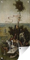 Tuinposter Ship of fools - schilderij van Jheronimus Bosch - 40x80 cm - Wanddecoratie Buiten - Tuinposter - Tuindoek - Schuttingposter - Tuinschilderij
