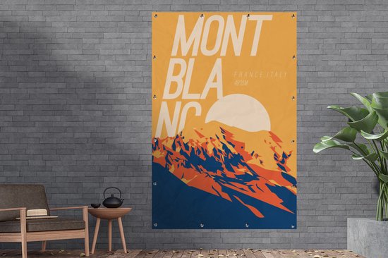 Décoration murale Alpes - Berg - Mont Blanc - 120x180 cm - Affiche de jardin - Toile de jardin