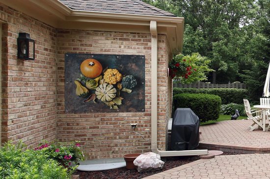 Affiche de jardin Citrouilles sur fond rouillé - 120x90 cm
