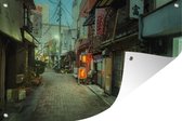 Muurdecoratie Smalle straat van Tokyo in Japan - 180x120 cm - Tuinposter - Tuindoek - Buitenposter
