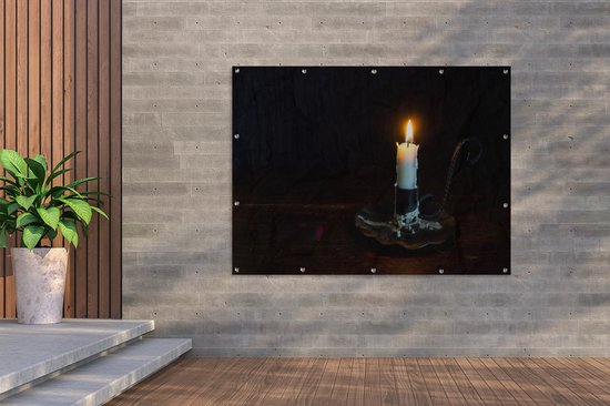 Bougie sur une table en bois 160x120 cm XXL / Groot format!