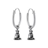 Zilveren oorbellen | Oorring met hanger | Zilveren oorringen, buddha
