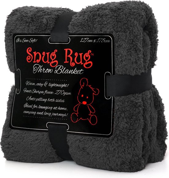 Snug Rug Sherpa - Throw - Extra Thick - Slate Grey - Premium Throw Blanket - TV Blanket - Cuddle Blanket - Living Blanket - Fleece Blanket