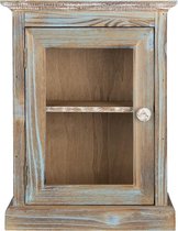 Clayre & Eef Wandkast 30*15*40 cm Bruin, Blauw Hout Rechthoek Opbergkast