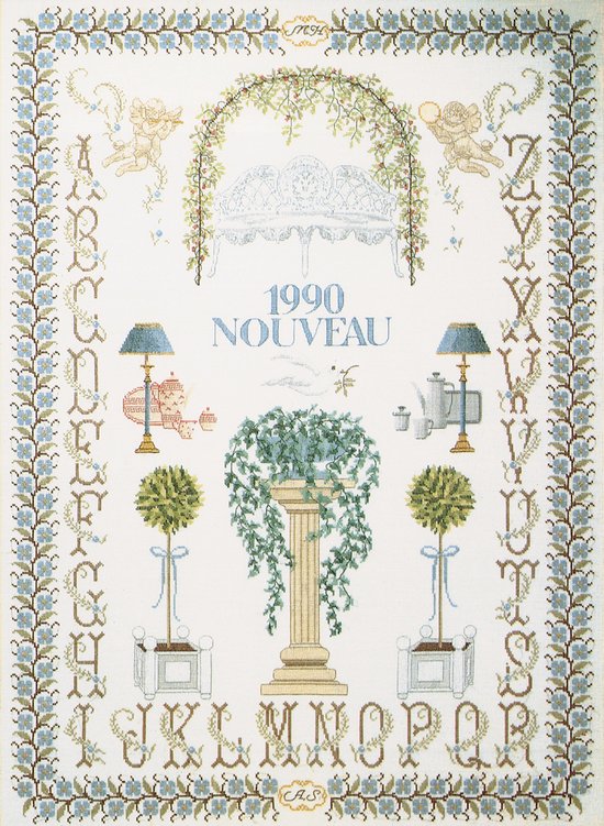 Thea Gouverneur - Borduurpakket met telpatroon - 1090 - Voorgesorteerde DMC Garens - Merklap - Linnen - 60 cm x 82 cm