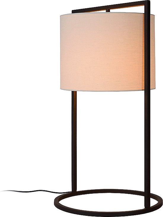 Atmooz - Tafellamp Moyo - Slaapkamer / Woonkamer - Industrieel - Zwart en witte kap - Hoogte 60cm - Metaal