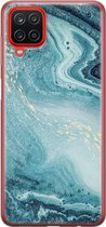 Samsung Galaxy A12 hoesje siliconen - Marmer blauw - Soft Case Telefoonhoesje - Marmer - Blauw