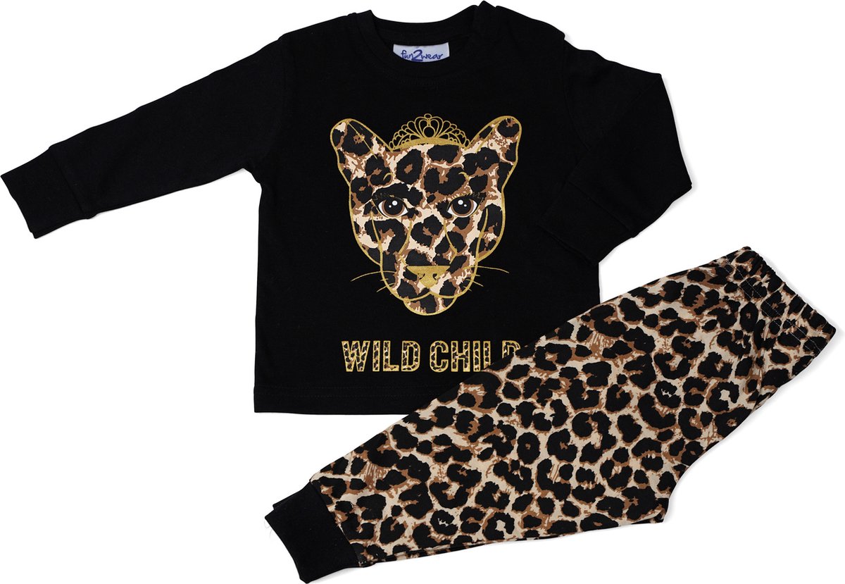 Fun2Wear - Pyjama Wild Child - Zwart - Maat 104 - Meisjes