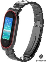 Strap-it Xiaomi Mi band 5 / 6 stalen bandje - zwart