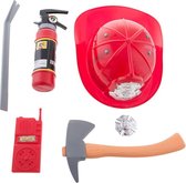 Accessoireset brandweerman 6-delig (brandweerster, breekijzer, brandblussapparaat, helm, walkie talkie, bijl)