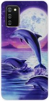 - ADEL Kunststof Back Cover Hardcase Hoesje Geschikt voor Samsung Galaxy A02s - Dolfijn Blauw