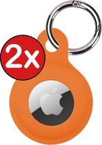 AirTag Sleutelhanger AirTag Hoesje Siliconen Hanger - AirTag Hanger Sleutelhanger Hoesje - Oranje - 2 PACK
