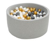Ballenbak Grijs 90x40 met 250 ballen Parel, Goud, Grijs