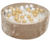 Velvet Ballenbak Goud 90x40 met 250 ballen Wit, Transparant, Beige