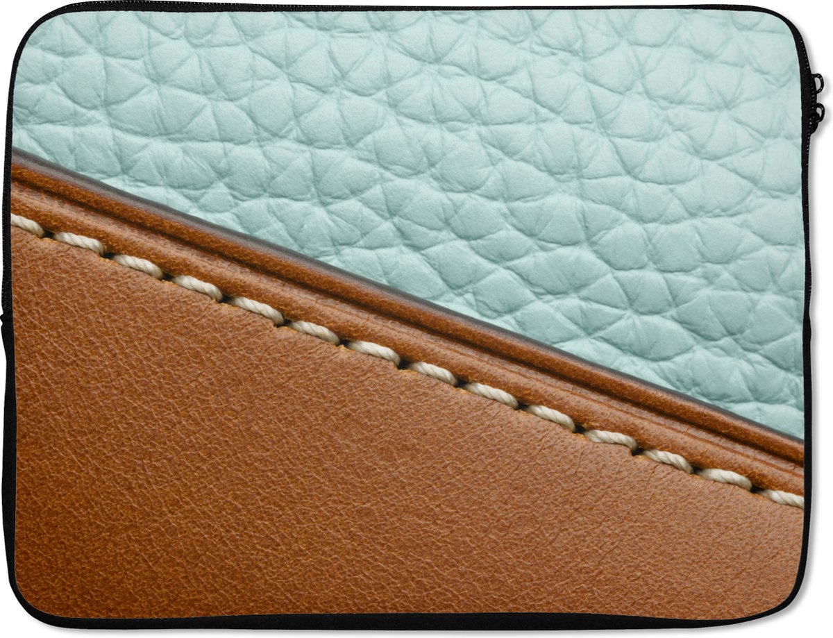 Laptophoes 15.6 inch - Kleurrijke Lederen print - Laptop sleeve - Binnenmaat 37x26 cm - Zwarte achterkant