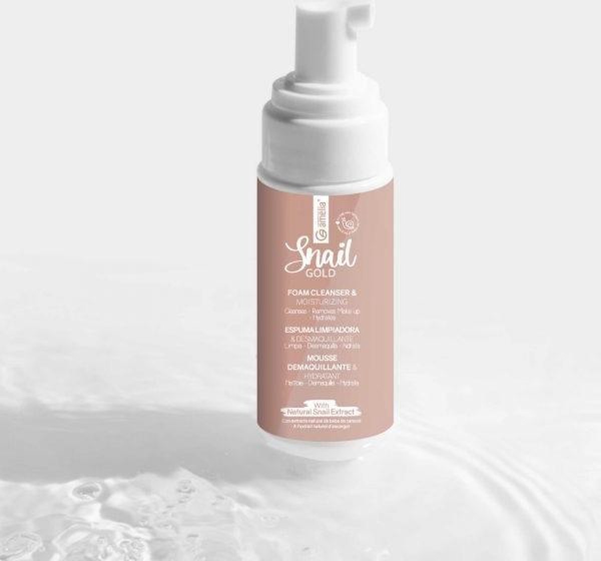 Amelia Cosmetics Reinigingsmousse Snail Gold 220 Ml Vegan Wit