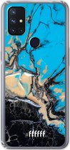 6F hoesje - geschikt voor OnePlus Nord N10 5G -  Transparant TPU Case - Blue meets Dark Marble #ffffff