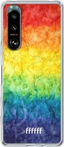 6F hoesje - geschikt voor Sony Xperia 5 III -  Transparant TPU Case - Rainbow Veins #ffffff