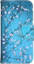 Shop4 - iPhone 8 Hoesje - Wallet Case Bloesem Blauw