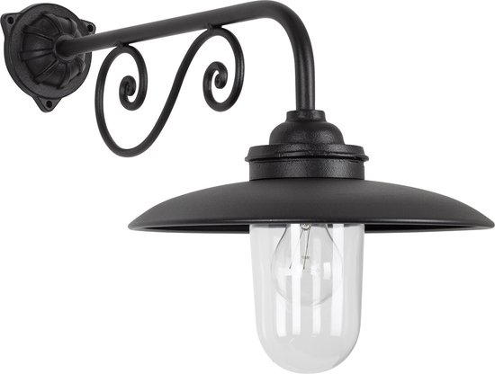 KS Verlichting wandlamp Ardennes Klassiek E27 IP44 Aluminium Gietijzer Zwart