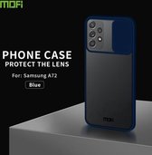 Voor Samsung Galaxy A72 MOFI Xing Dun-serie Doorschijnend Frosted PC + TPU Privacy Antireflectie Schokbestendig All-inclusive beschermhoes (blauw)