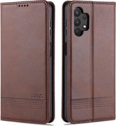 Voor Samsung Galaxy A32 5G AZNS Magnetische Kalf Textuur Horizontale Flip Leren Case met Kaartsleuven & Houder & Portemonnee (Donkerbruin)