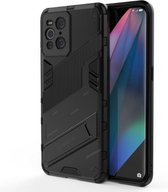Voor OPPO Find X3 Punk Armor 2 in 1 PC + TPU schokbestendig hoesje met onzichtbare houder (zwart)